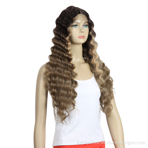 Rebecca Swiss Cheap Long 28 Inch Wavy Lace Front Wigs For Black Women Synthetic Blonde Cosplay Wig Heat Resistant Synthetic Wigs
